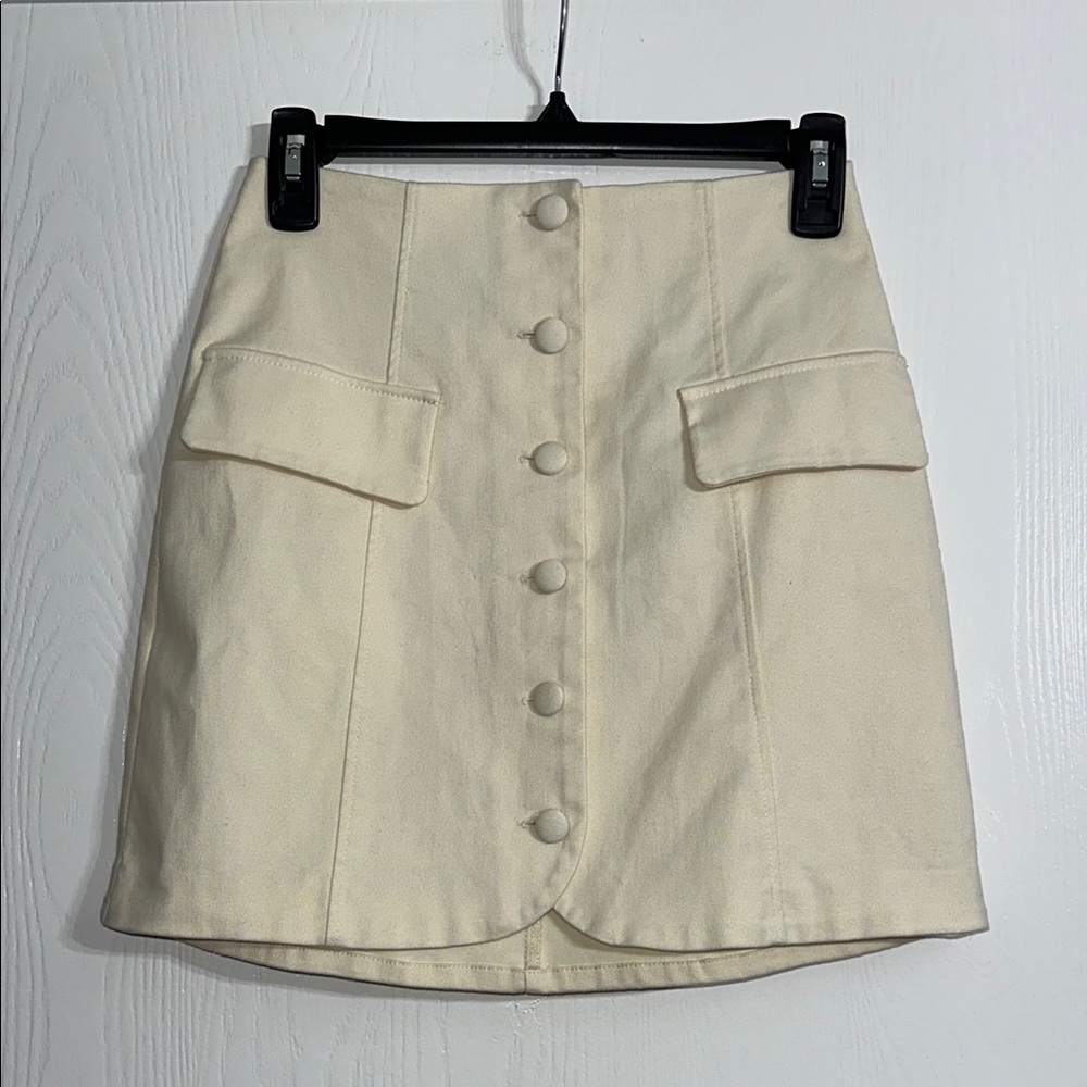 NWT Cream Mini Pencil Skirt with Cargo Style